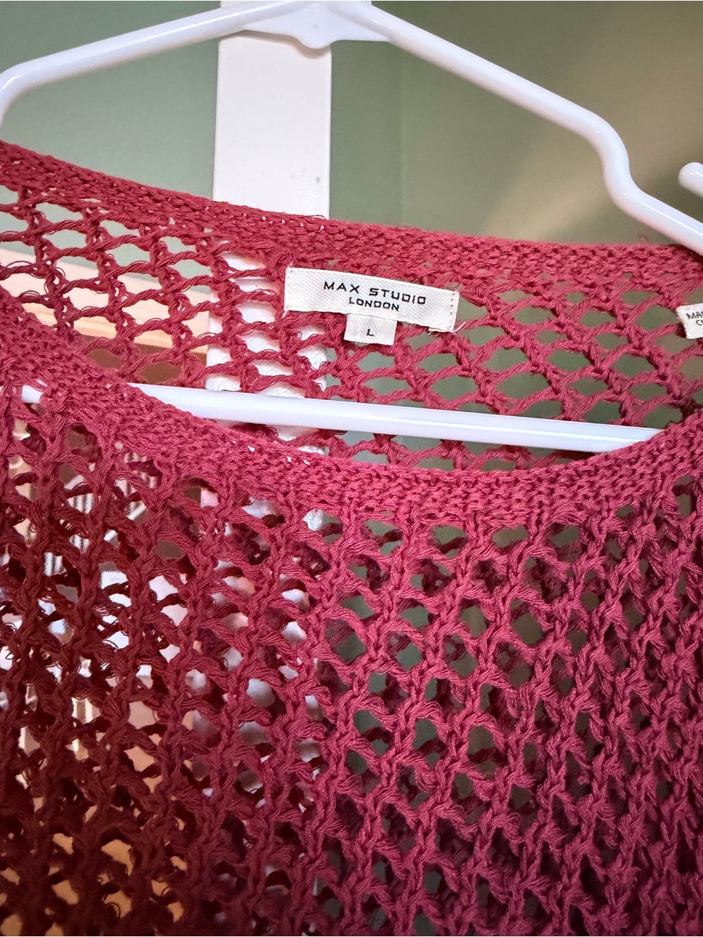 Max Studio Open-Knit Raspberry/Cranberry Sweater - Picture 3 of 5